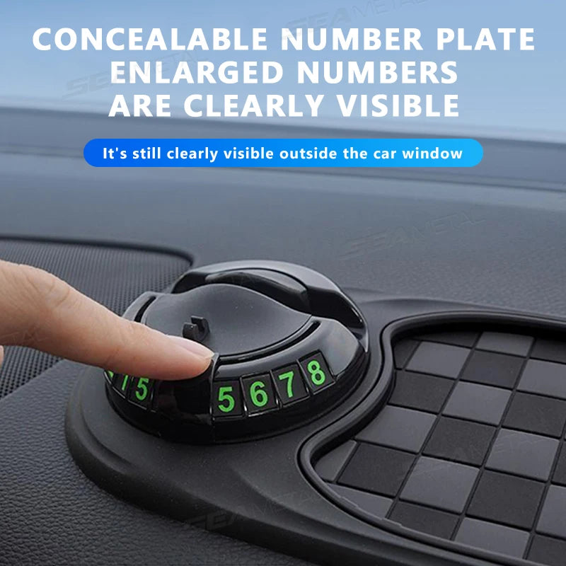 SlideGuard Pro - Multifunction Car Anti-Slip Mat with clearly visible concealable number plate and enlarged numbers