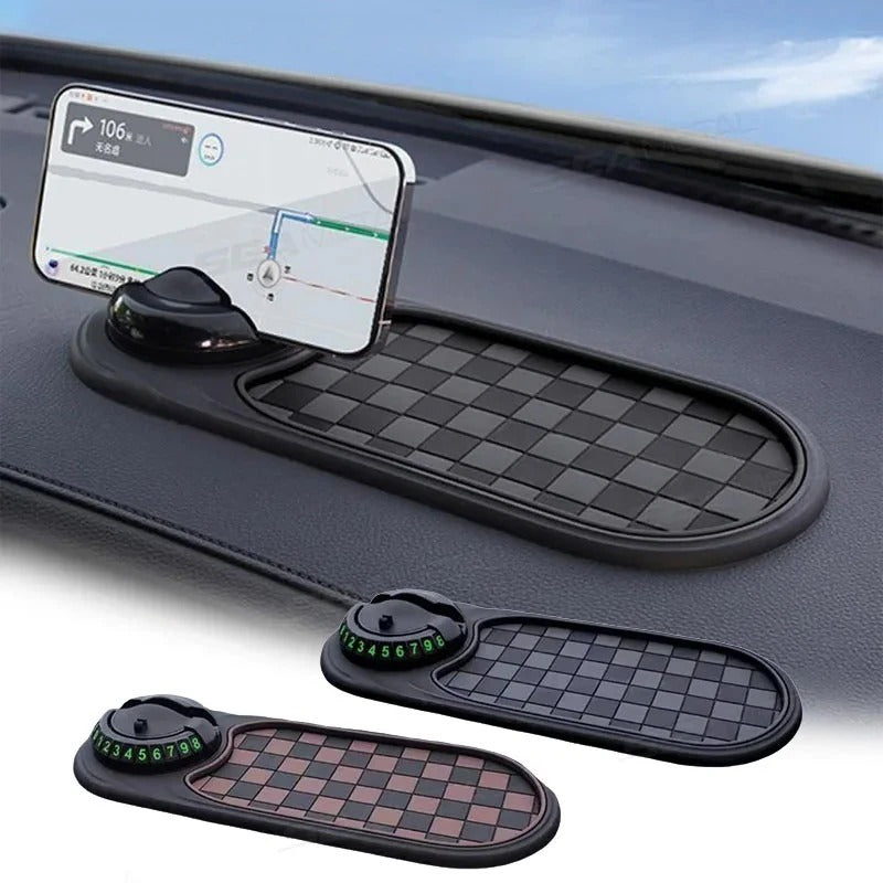 SlideGuard Pro - Multifunction Car Anti-Slip Mat holding a smartphone on a car dashboard.